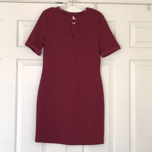 Maroon Short Sleeved Dress